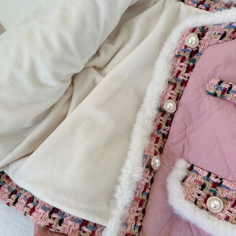 Пальто для девочек зимние флисовые толстые детские куртки плюшевая бархатная