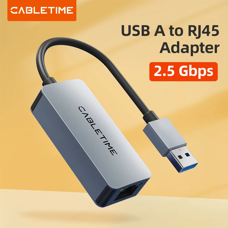 CABLETIME USB A Ethernet Adapter 2.5Gbps to LAN Network RJ45
