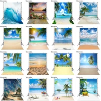 summer sea beach photography backdrops sand cloudy blue sky scene tropical palms coconut tree background photo studio photozone