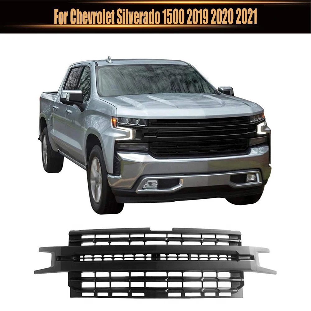 

For Chevrolet Silverado 1500 2019 2020 2021 Car Modification Parts Trim Mesh Cover Bumper Grill Racing Grills Radiator Grille