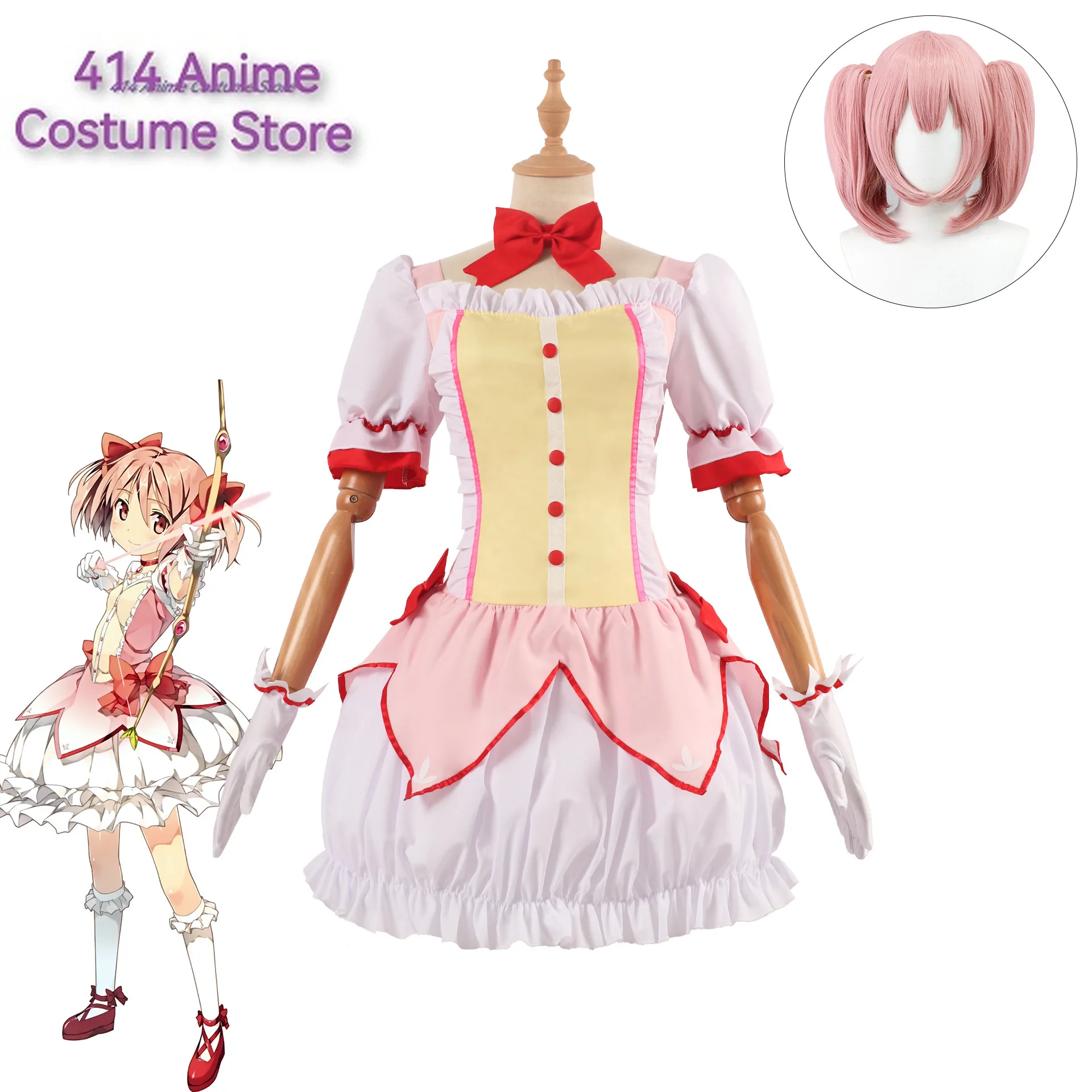 Аниме Волшебная девочка Puella Magi Madoka Magica Homura Akemi Косплей Костюм Боевая форма Парик