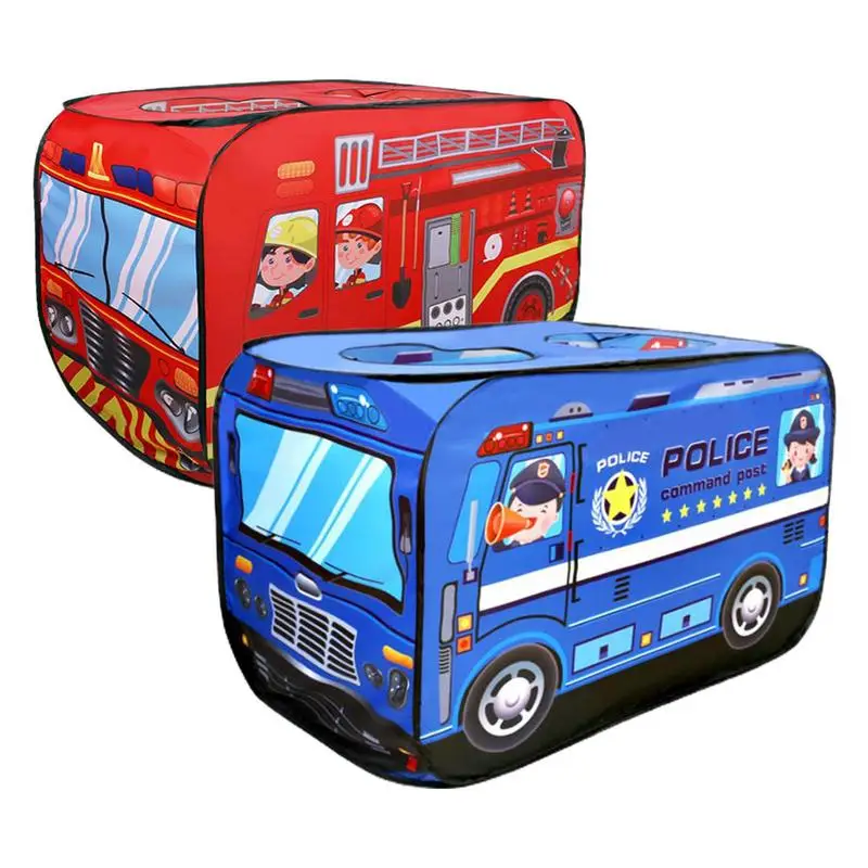 

Children Tent Popup Play Tent Toy Indoor Outdoor Foldable Playhouse Cartoon Fire Truck Polices Car With Sunroof Kids Game House