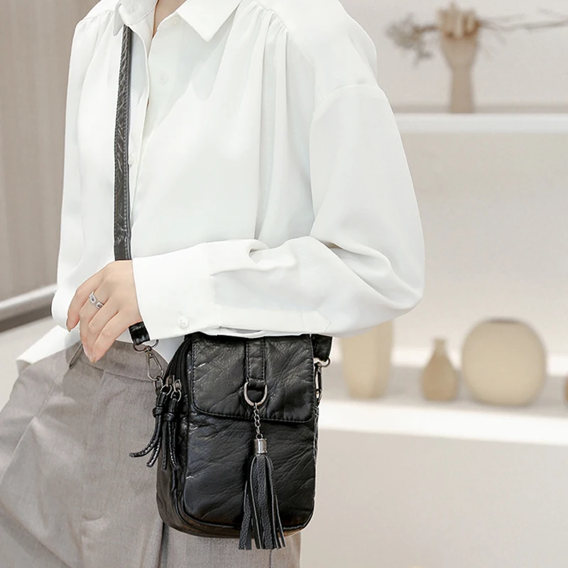 Модельер Yogodlns Женская сумка через плечо с кисточкой из искусственной кожи для