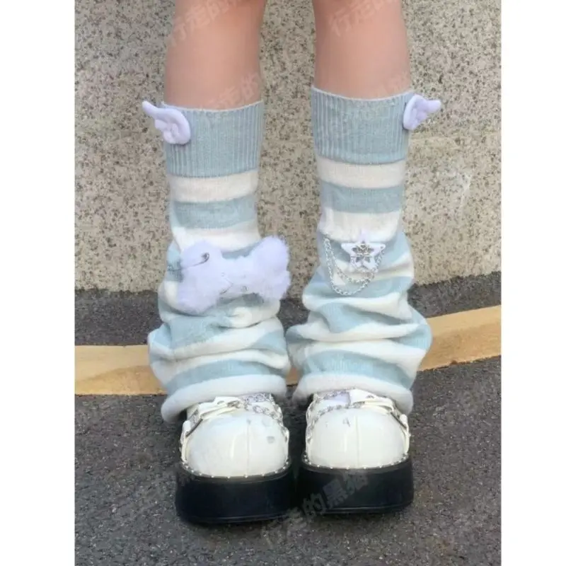 Harajuku Y2k готическая Лолита полосатые гетры для девочек панк черные синие с