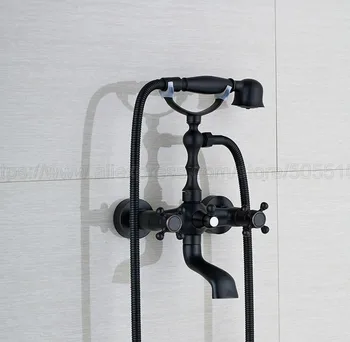 Oil Rubbed Bronze Shower Faucet Set W/ Tub Spout Hand Shower Wall Mounted Hot and Cold Mixer Tap Bathroom Faucets ztf021