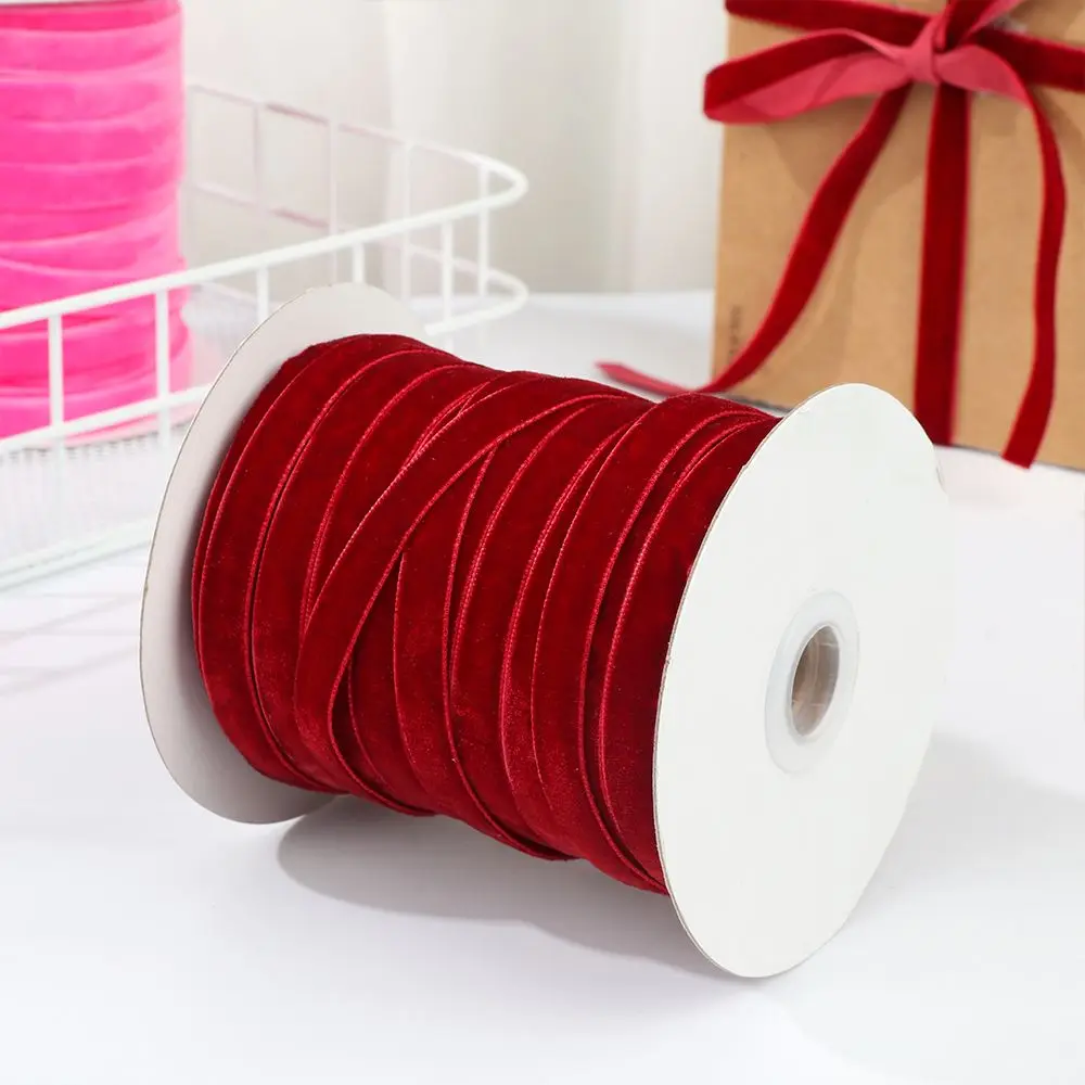 

50yards 10mm Crafts Bouquet Decor Decoration Gifts Velvet Ribbon Packaging Strap Wrapping Band Flocking Silk