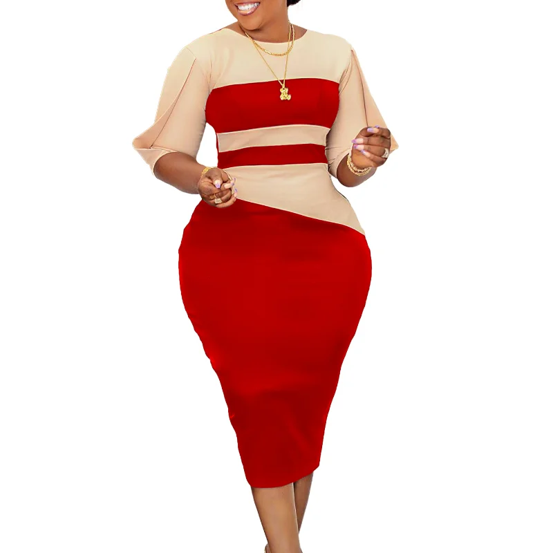 

African Dresses for Women Birthday Bodycon Party 3/4 Sleeves Christmas Elegant Event Africa Evening Wedding Midi Dresses