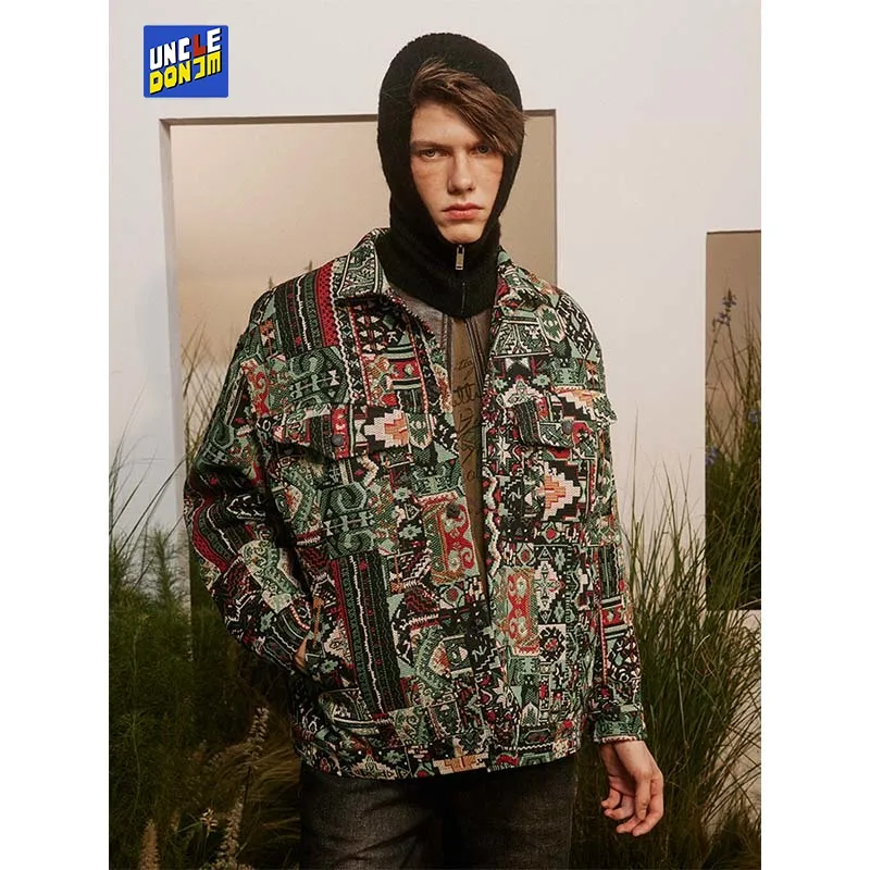 

Bohemian National Style Lapel Jacket Loose Couple Embroidered Jacket Hip Hop Streetwear Coats Men