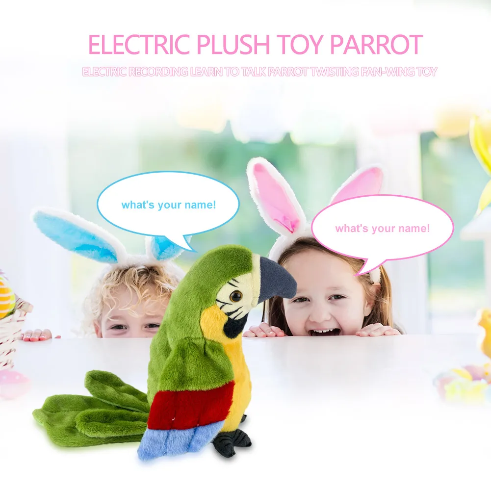 

Electric Parrot Stuffed Plush Kids Toys Cute Talking Sound Parrot Waving Wings Electronic Mini Simulated Kits Toys