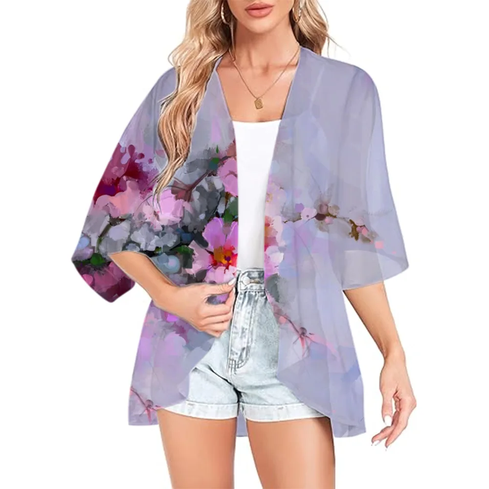 Новинка 2024 женское летнее длинное струящееся кимоно кардиган с иллюзией ветра