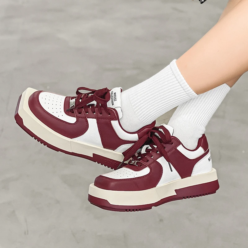 CICIYANG Sneakers Women Genuine Leather 2023 New Spring Shoes Fashion Square Head Girls School Ball Shoes Low-top Couple Shoes