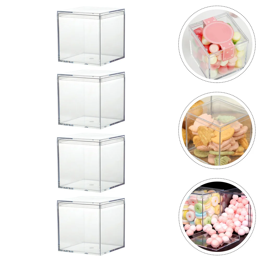 

Box Acrylic Clear Candy Boxes Mini Container Display Gift Squarecontainers Cube Storage Weddingsmall Case Favor Lidcupcake Tiny