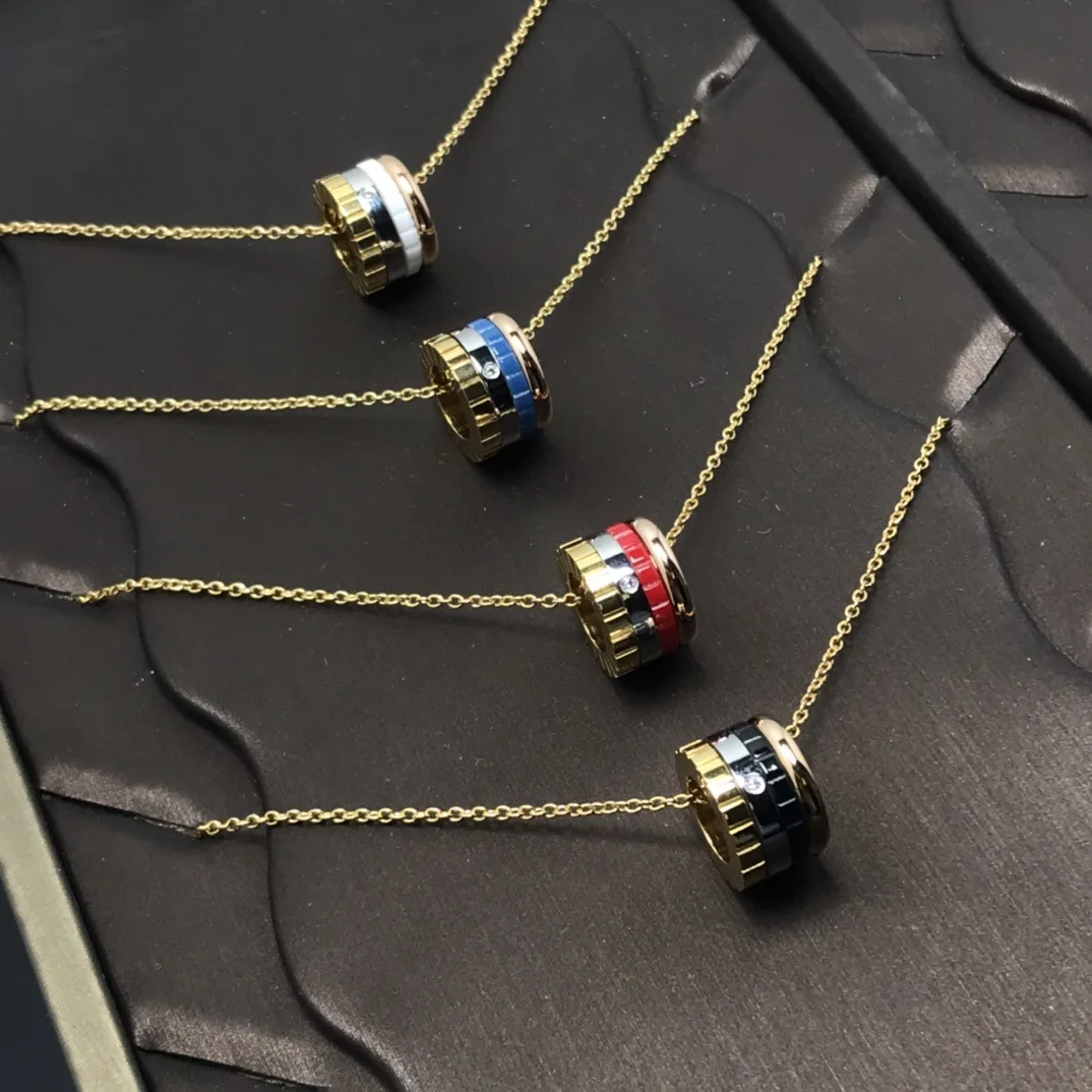 

Four ring color separation Roman numerals, luck turns, ceramic lovers necklace