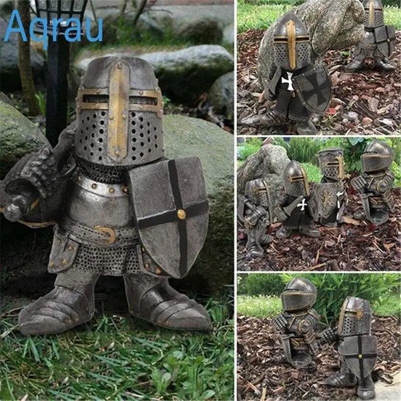 

15cm High Eight Knight Dwarf Guard Resin Sculpture Outdoor Garden Ornaments Gothic English Garden Statue Home Decoration