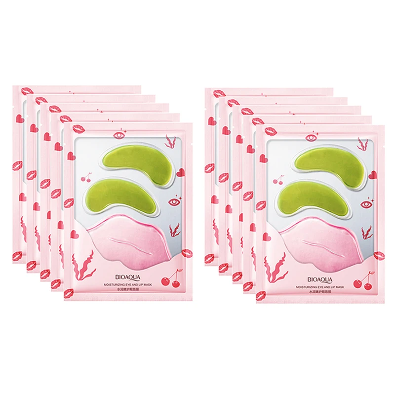 

10pcs Eyes Masks Lip Mask Set Moisturizer Hydro Fade Fine Line Anti Aging Beauty Product for Women Eye Patches Under Eye Gel Pad