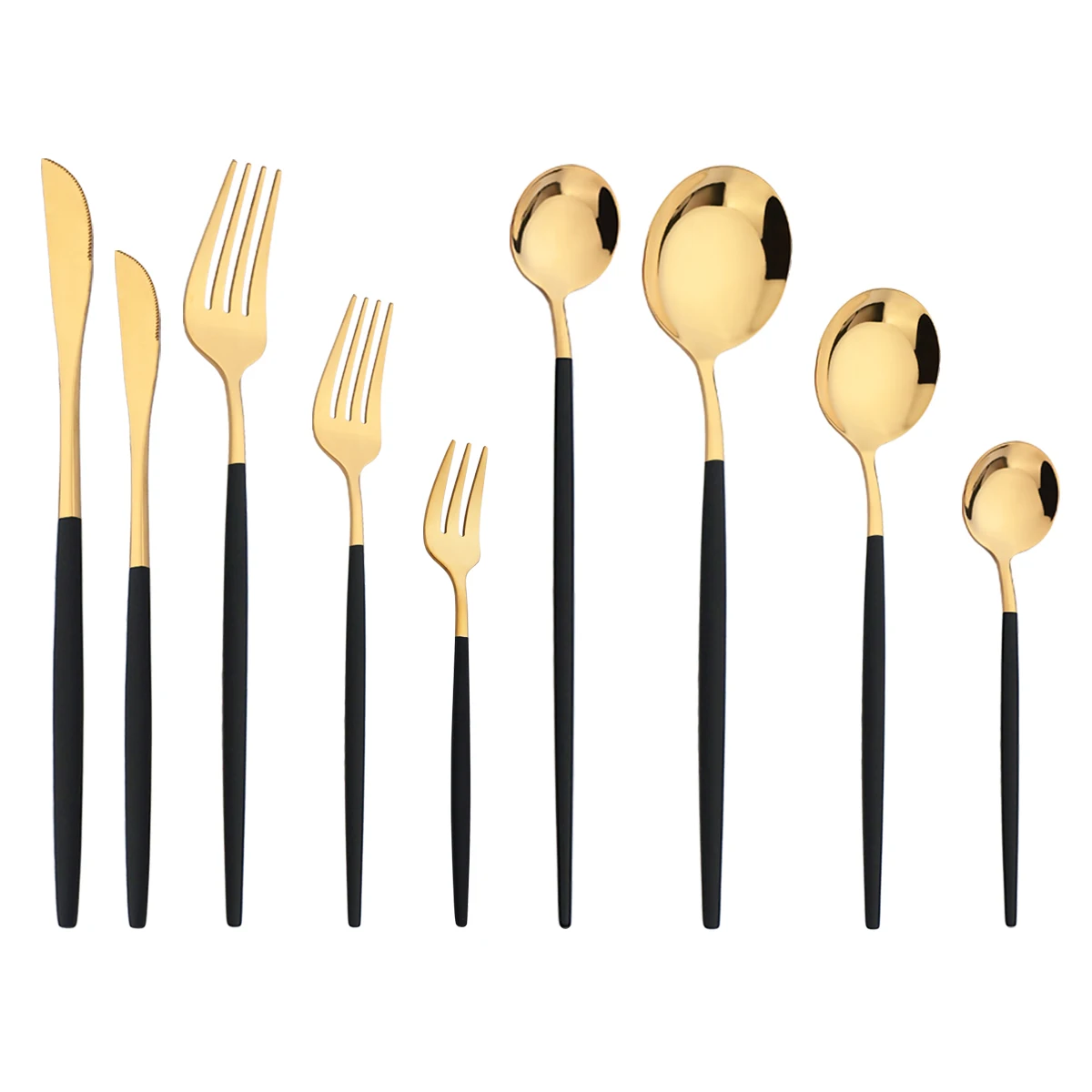 

Knife Dessert Fork Long Handle Spoon Chopsticks Dinnerware Cutlery Set Black Gold Flatware Stainless Steel Tableware Silverware