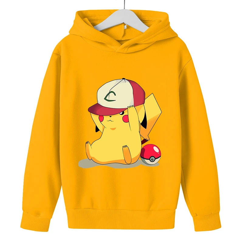 

Pokemon- Pikachu Printed Hoodies Long Sleeves Children Boys Girls Kids Cotton Sweatshirts Clothes Tops kids Coat Kids Pullover