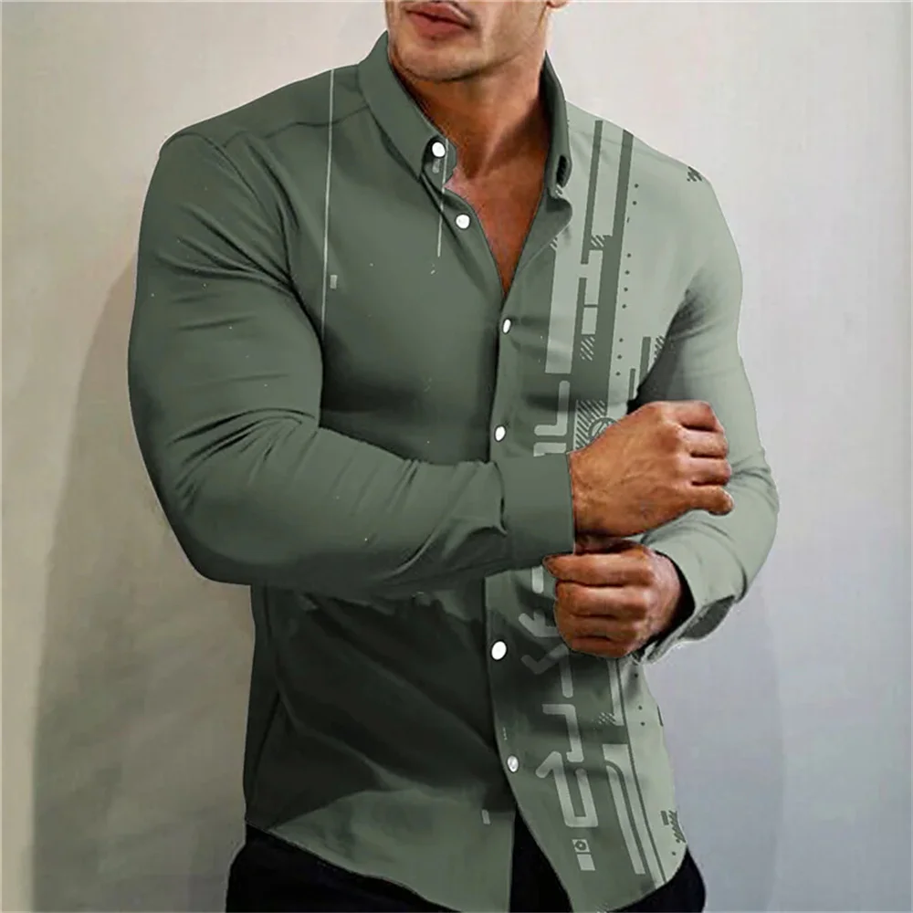 New Men's Luxury Prom Fashion Social Flower Pattern Print Polo Single breasted Costume Designer Long Sleeve Men's Shirt Top 2023