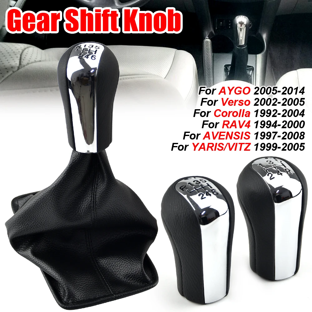 

5 Speed/ 6 Gear Car Gear Shift Knob lever knob + Leather Boot Gaitor Cover For Toyota Corolla Verso RAV4 AVENSIS Yaris