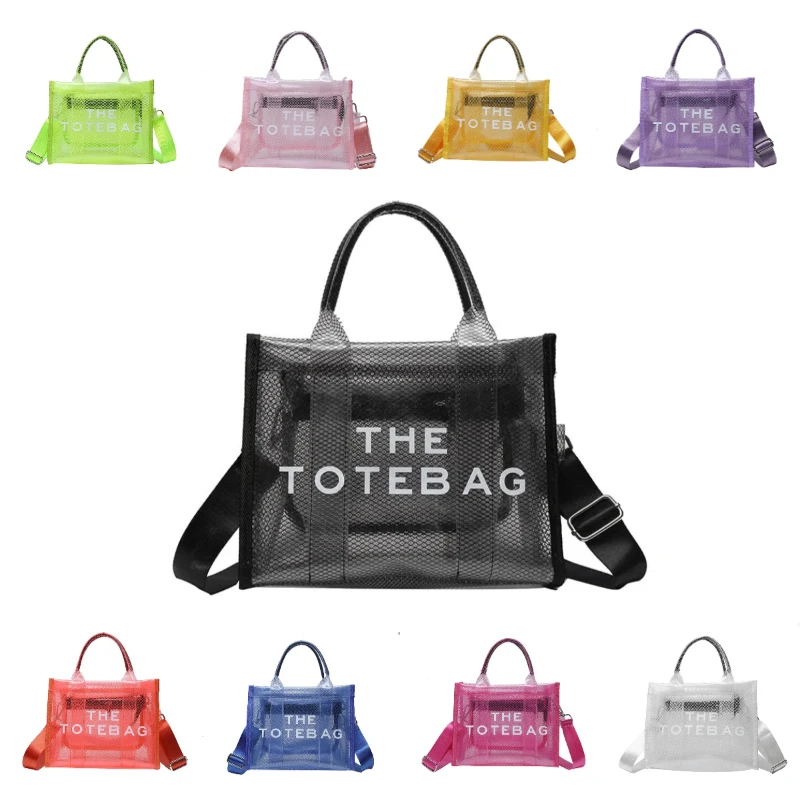 

Multicolor Letter Printing Tote Bag Luxury Women Handbags Female Bag Transparent PVC Large Capacity Fashion Bag Out Beach Party