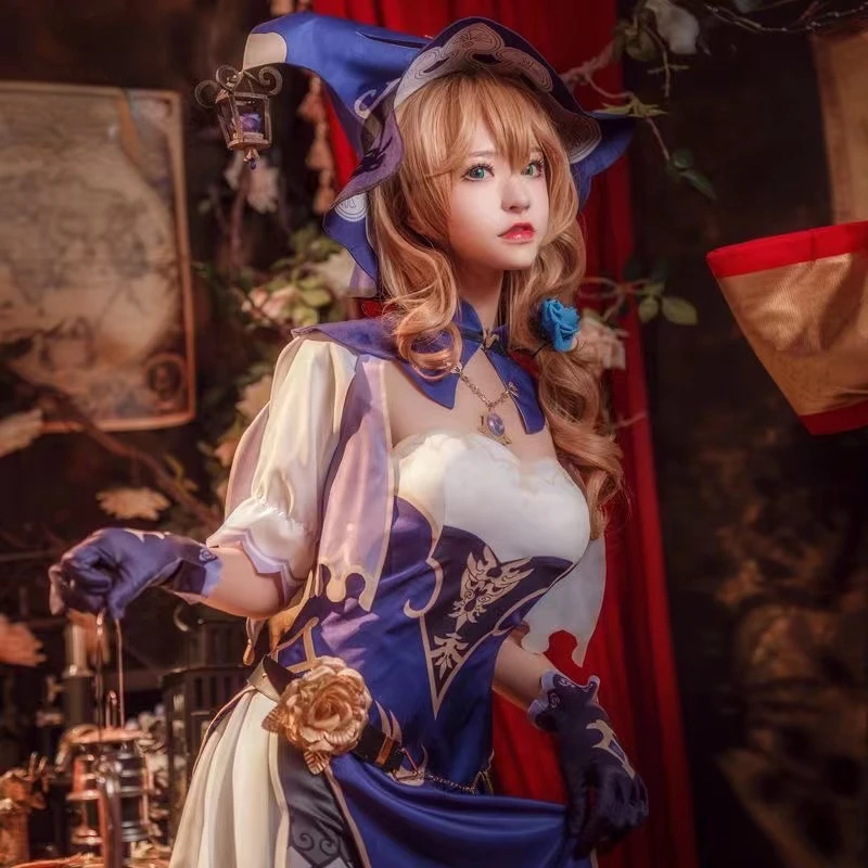 

Game Genshin Impact Costumes Lisa Cosplay Anime Figure Dress Vestido Halloween Costumes for Women Suit Wig Party A Uniform Sexy