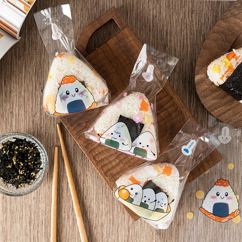 

Милый мультяшный треугольный пакет для рисовых шариков, сумка для суши Nori Onigiri, аксессуары для суши, 50 шт.