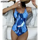 INGAGA Allover женский купальник с принтом Цельный купальник 2022 Новый лоскутный боди Женская пляжная одежда купальные костюмы купальный костюм