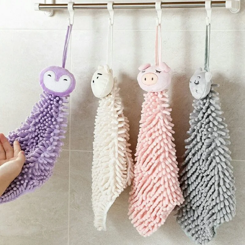 

TECHOME Cartoon Animal Hands Towel Lint-Free Clean Kitchen Bathroom Toilet Absorbent Quick-Drying Towel Soft Touch Hand-Clean