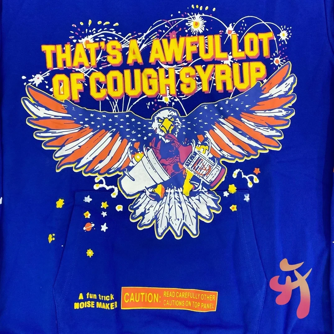 Уличный комплект с капюшоном в стиле хип-хоп синие толстовки виде сиропа от кашля