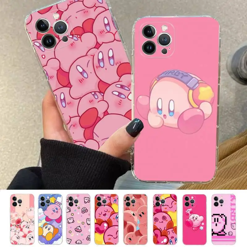 

Cute Pink Kirbies Phone Case For iPhone 14 11 12 13 Mini Pro XS Max Cover 6 7 8 Plus X XR SE 2020 Funda Shell