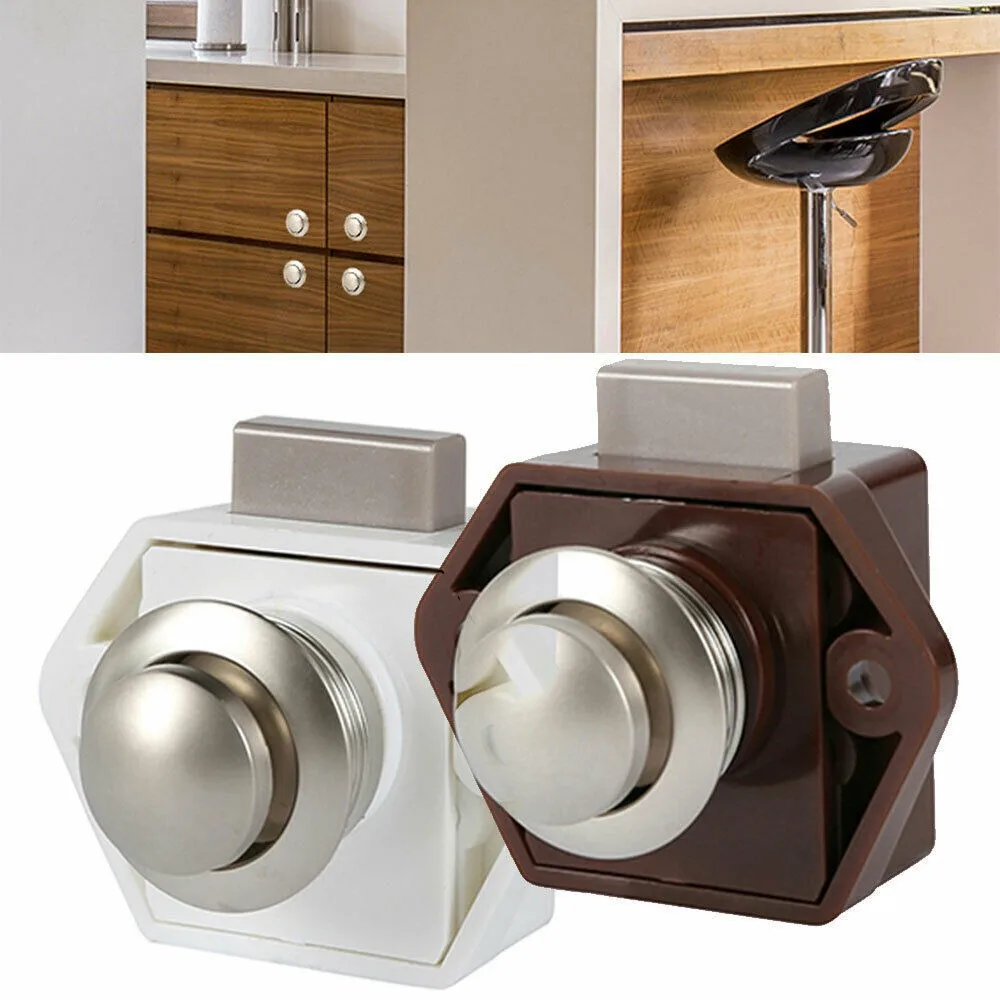 

5pcs FOR RV DOOR Drawer Push Button Catch Lock 15-27mm Thickness Doors Cabinet Camper Van Car Accessories Handle Catch Lock