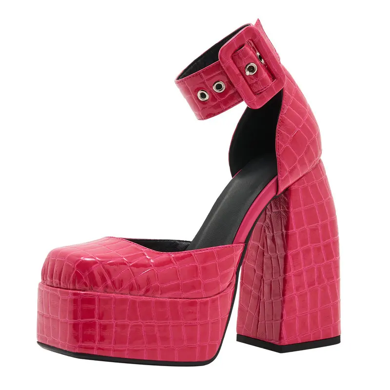 

2022 Summer Fashion Women Sandals Thick High Heeled Platforms Pumps Wedding Party Prom Genuine Leather Shoes Woman