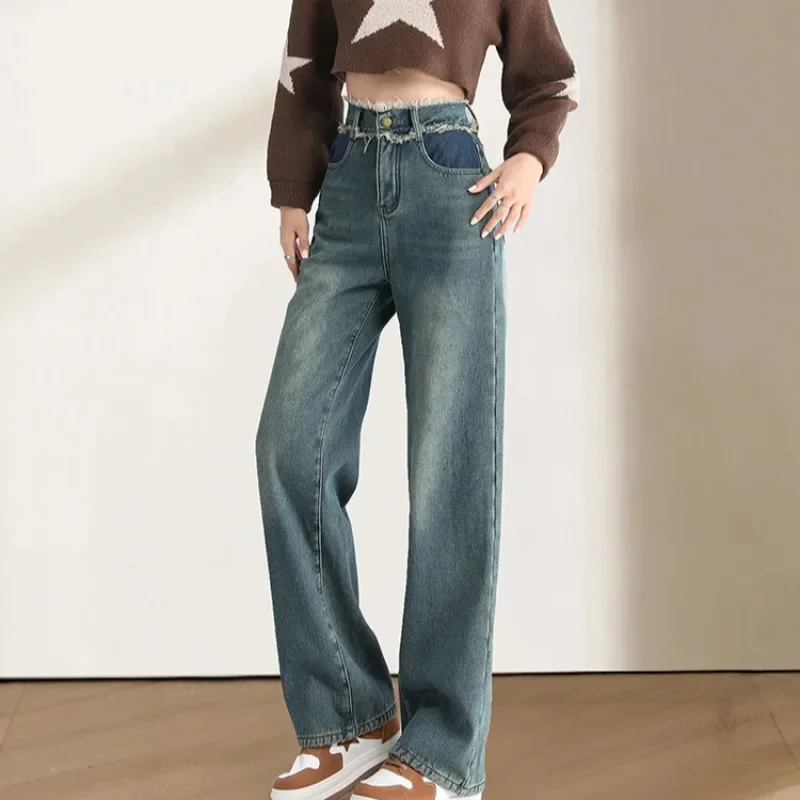 Джинсы женские осенне-зимние Бархатные с высокой талией