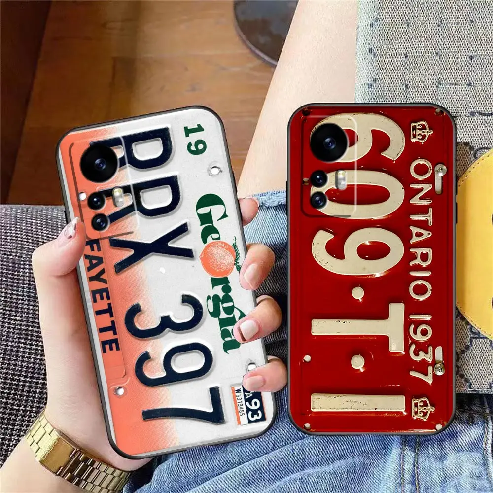 

Vintage Car License Plate Numbers Case For Xiaomi 13 12 12X 12T 11 11T 10 9SE 9 CC9 8SE 8 Pro Lite Plus Case Funda Cqoue Shel