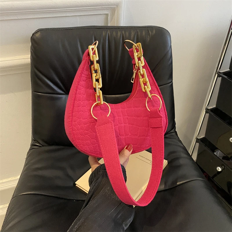 Модная женская сумка через плечо из войлочной ткани с маленькой ручкой роскошная