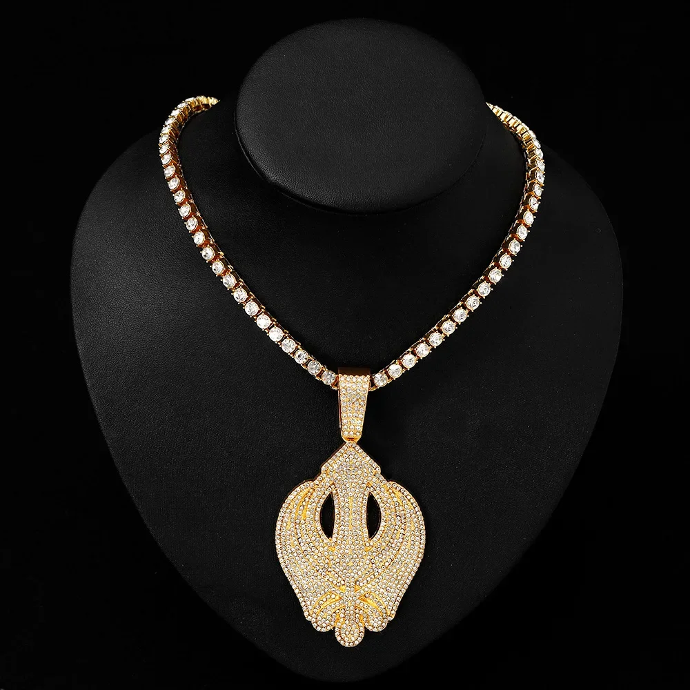 Ожерелье из сплава в стиле хип-хоп с бриллиантами и резьбой по лицу уникальное