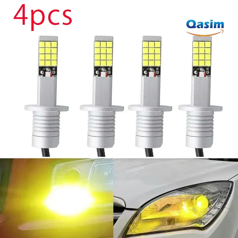 4 шт. 12 В H1 H3 H4 H7 9005 9006 белый желтый 3000 6500k 3030 фонари для автомобиля мотоцикла
