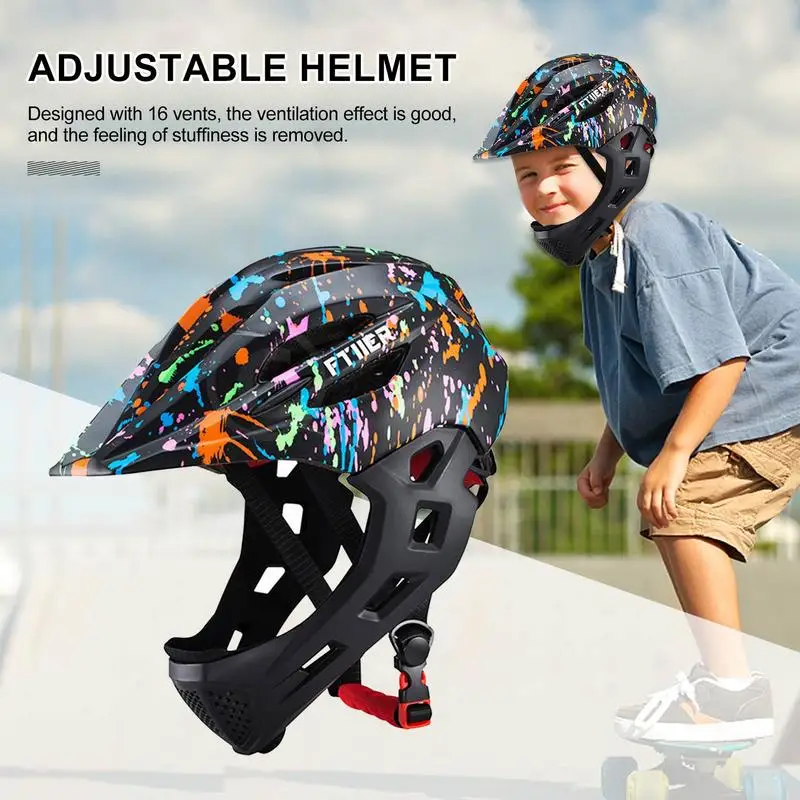 

Kids Riding Helmets Bike Bicycle Cycling Skating Children's Full Face Helmet Protection LED Taillights Child Sport S 43-54cm