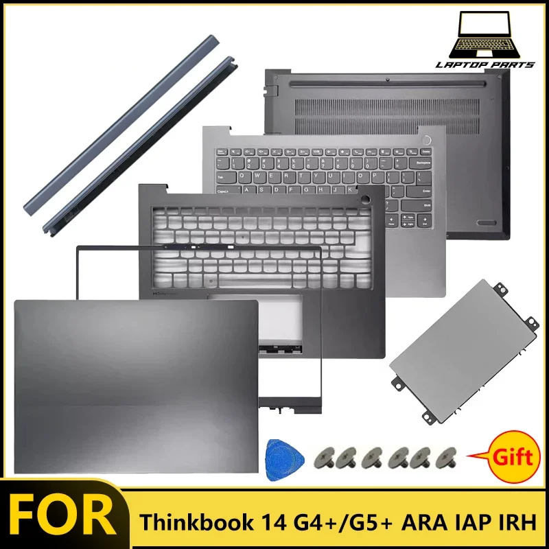 Фото ‌ Для ноутбуков Thinkbook 14 G4+ 14 G5+ ARA IAP IRH: нижняя крышка корпуса, рамка для пальмреста, шарнир, задняя крышка экрана, передняя рамка, клавиатура с раскладкой US. №1