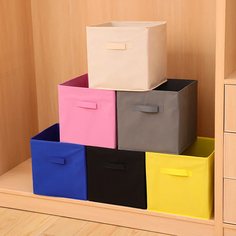 

New Washable Cotton Linen Fabric Folding CD Storage Box Foldable Bins Toys Organizer With Lid Storage Basket Laundry Basket