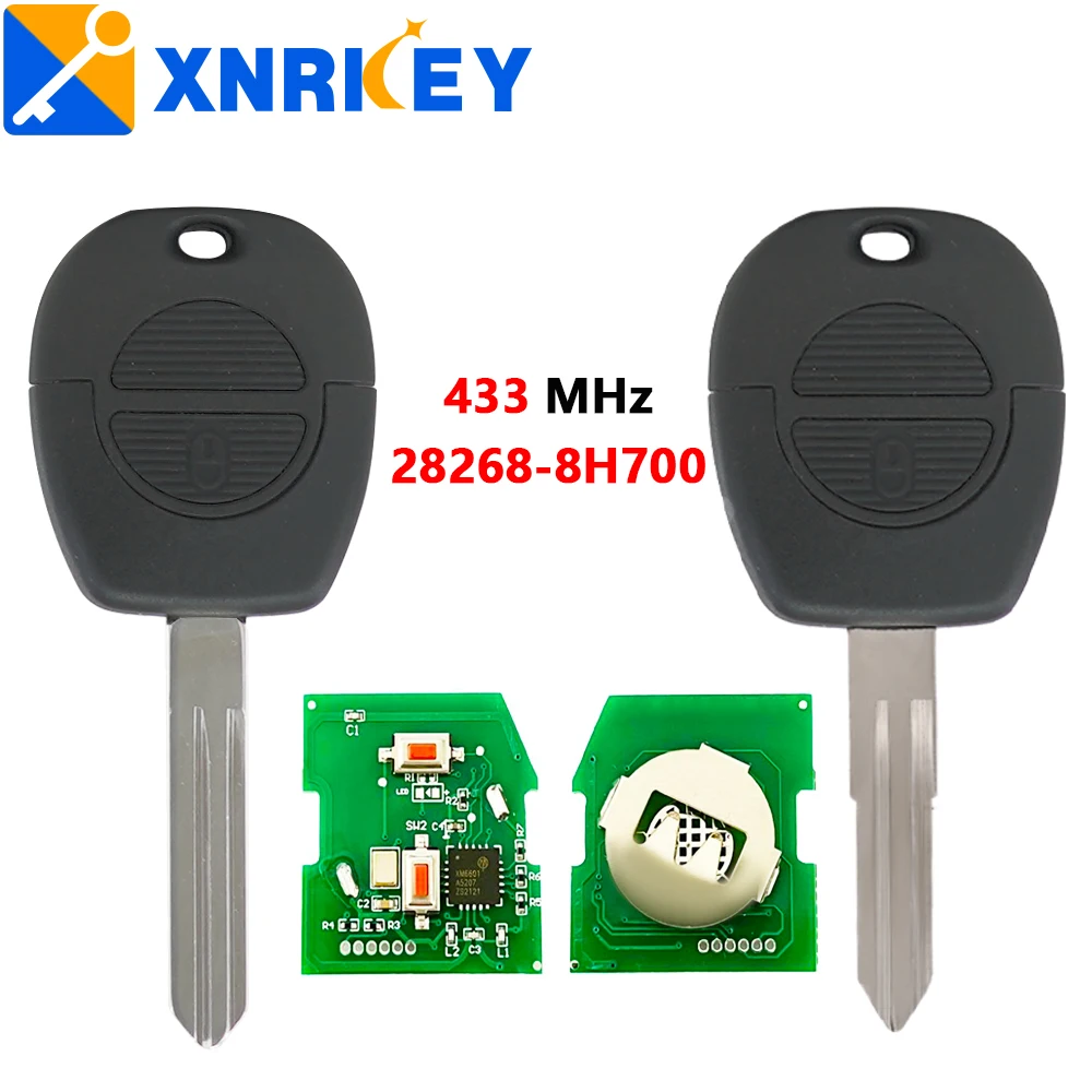 

XNRKEY 2 Button Remote Car Key Fob 433Mhz No Chip for Patrol Navara X-Trail Serena Primera Micra Almera P/N: 28268-8H700