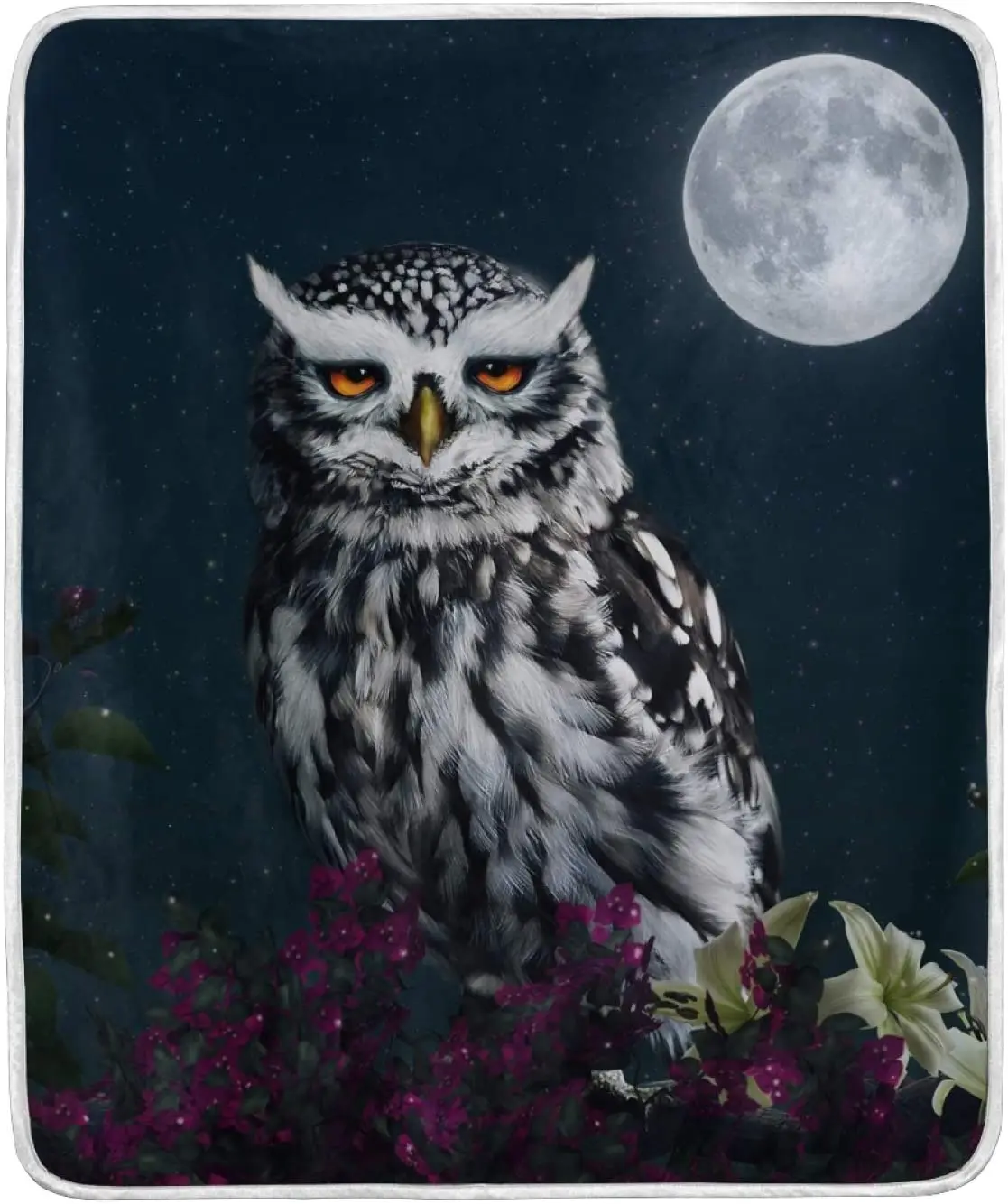 

All Season Warm Throws and Blankets Owl in The Night with Full Moon Crystal Velvet Blanket Throws for Couch Soft Decor Blanket f