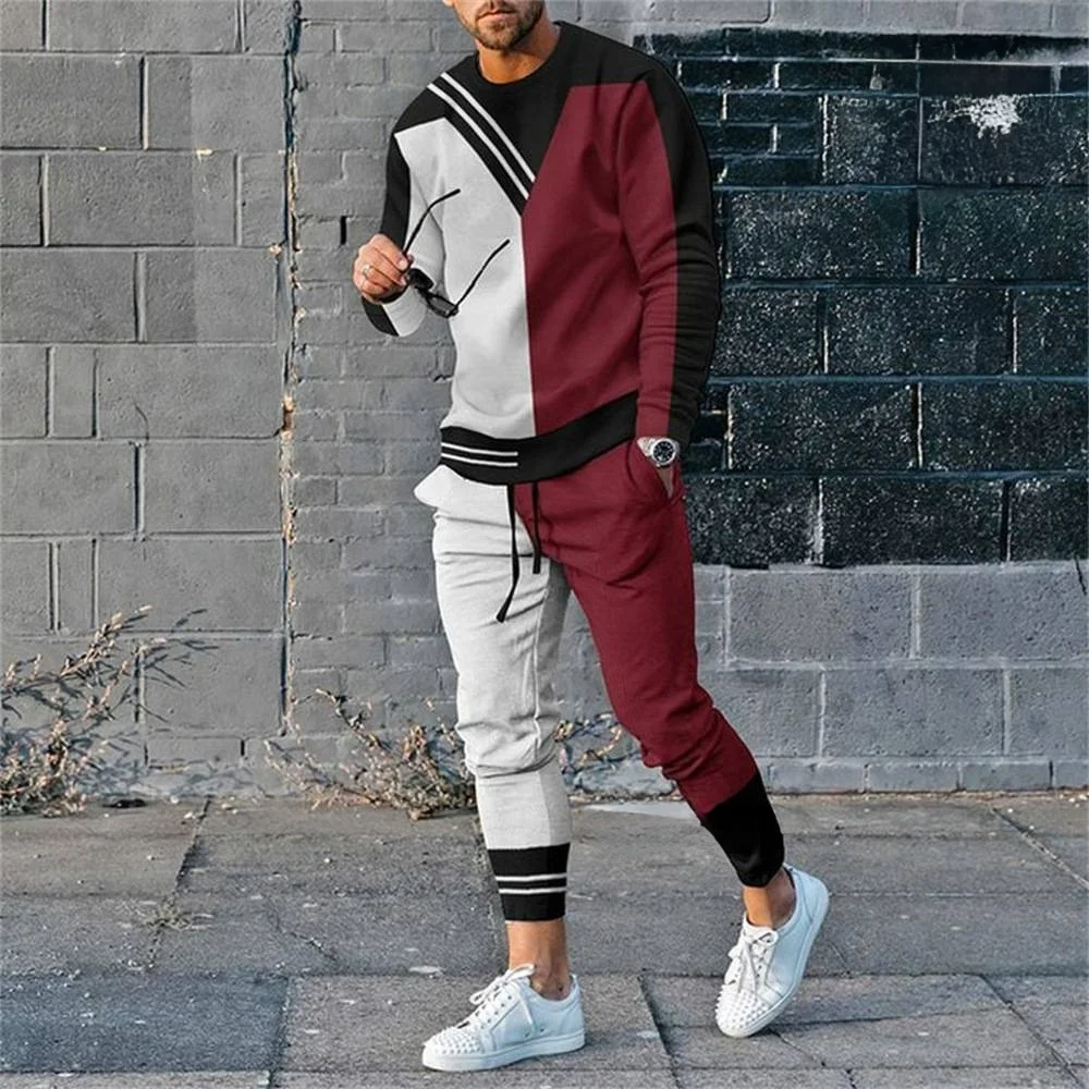 

Autumn Men's Tracksuit 2 Pcs Set Clothes Sports Suit Smiley 3d Print Casual Men Outfits Long Sleeves T-shirt+Pants Jogger Sets
