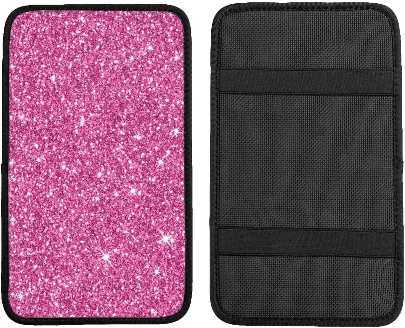 

Auto Center Console Pad Sparkling Pink Glitter Print, Universal Fit Soft Comfort Car Armrest Cover, Fit for Most Sedans, SUV, Tr