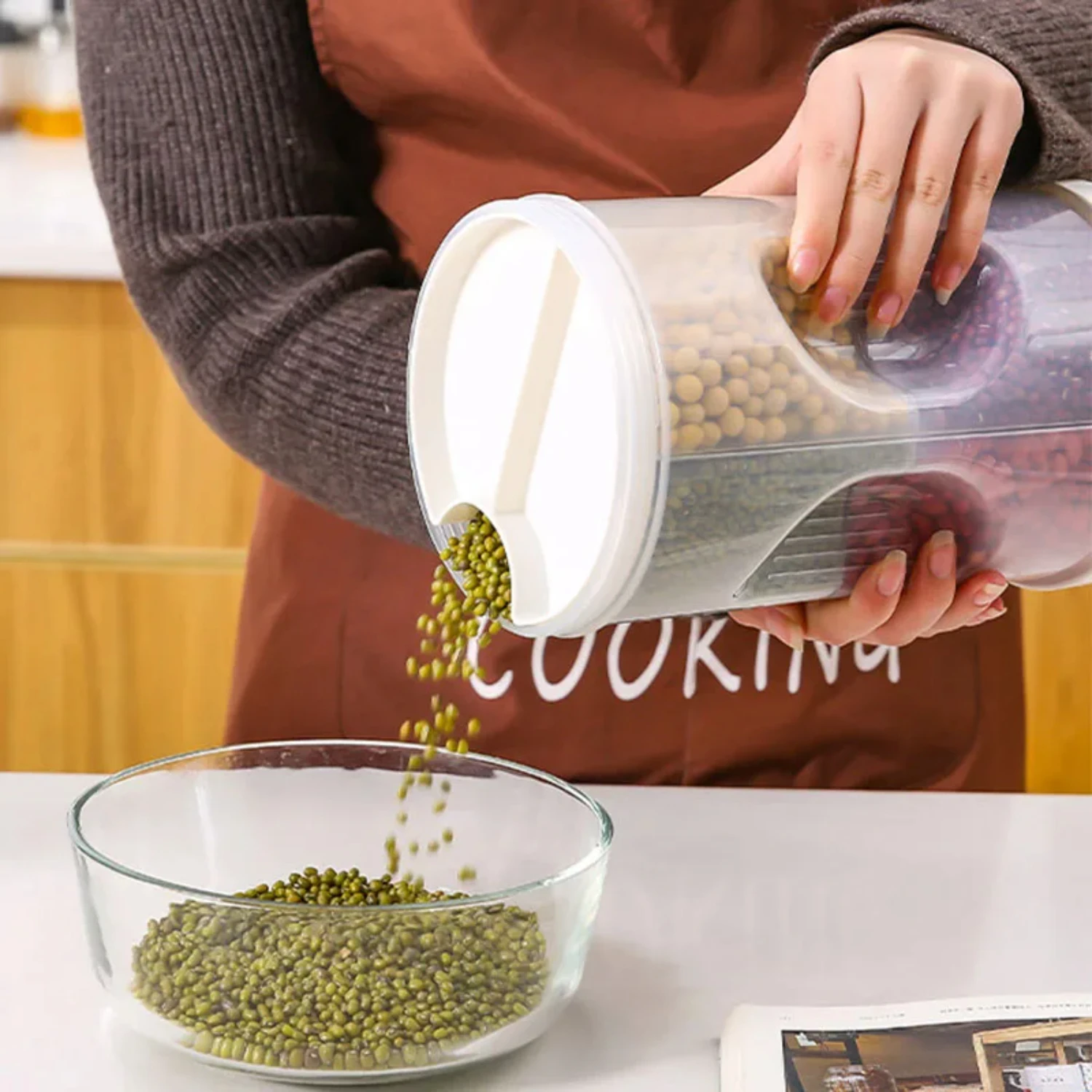 Кухонный пластиковый контейнер четыре в одном многозернистая банка для хранения