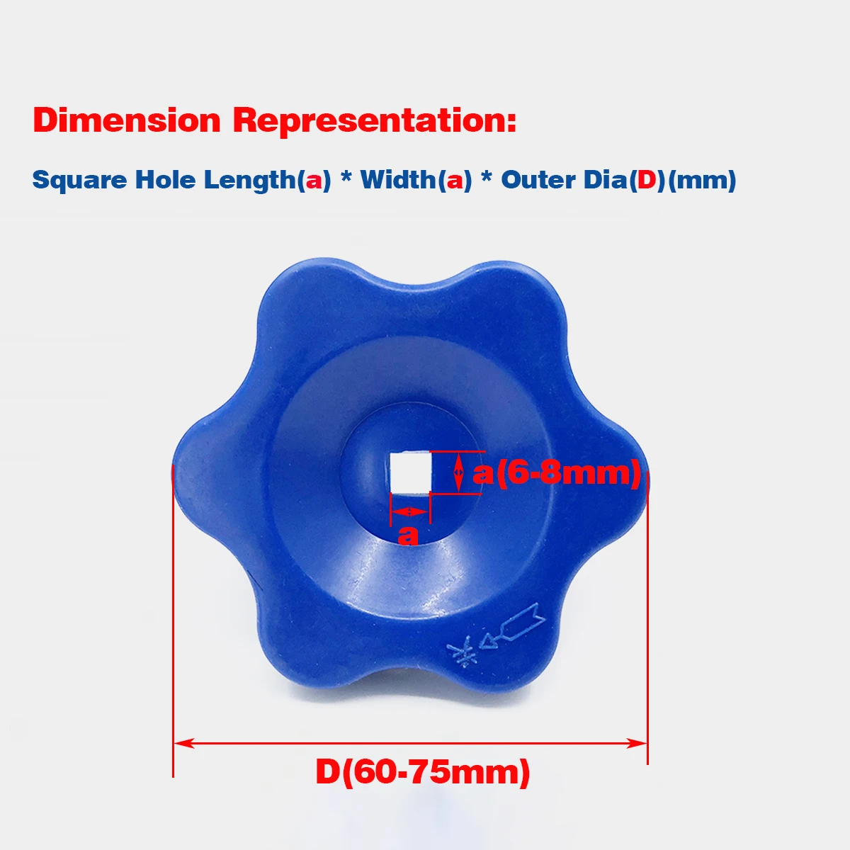 Plum Blossom Square Hole Handle Valve Switch Knob / Hexagonal Star Handle / Blue Plastic Handwheel