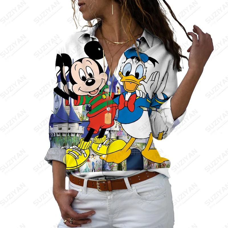 

Disney Temperament Casual Top 2022 New Fashion Loose Female Shirt Tops Spring And Autumn Long Sleeve
