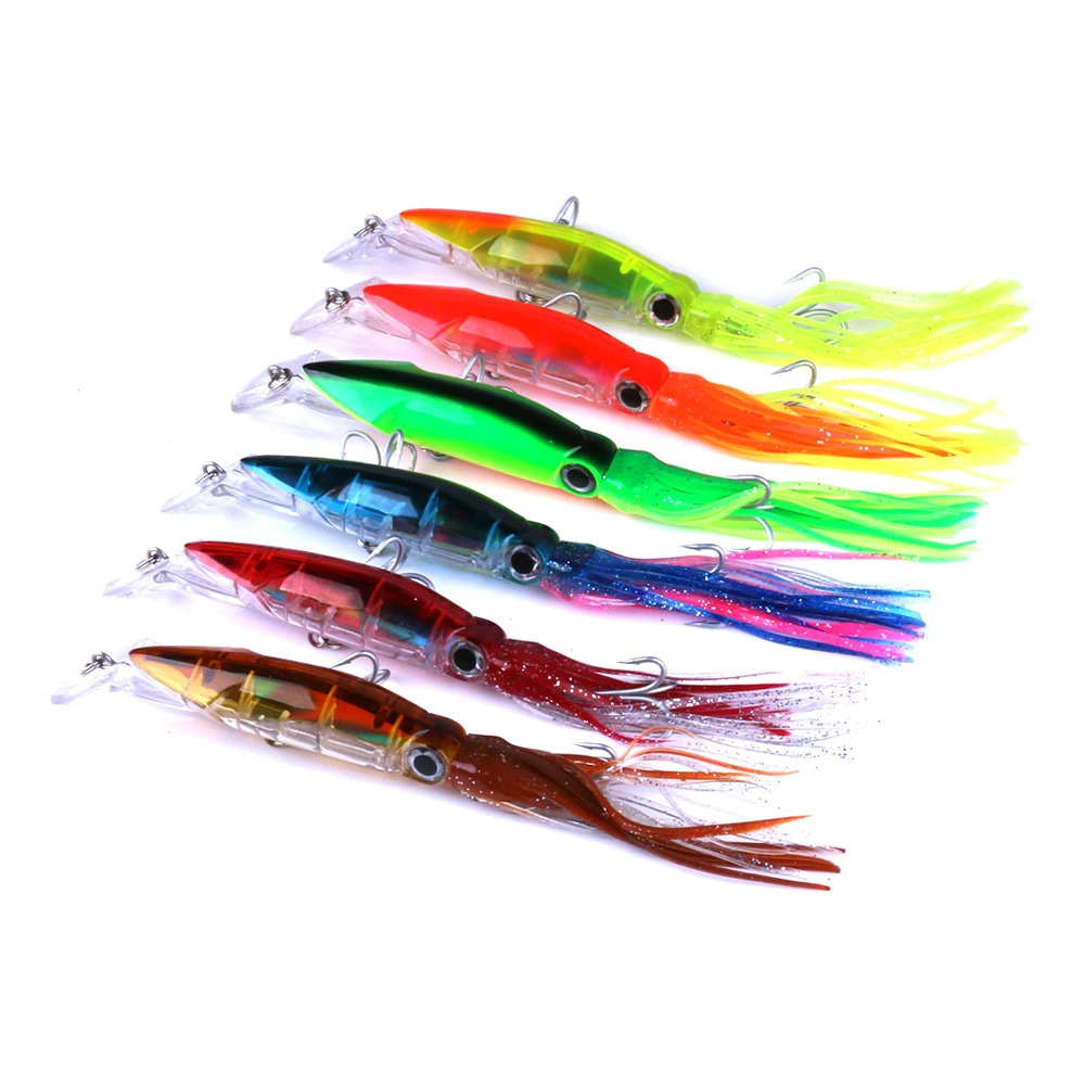

1 Pcs 14cm / 40g Fish Bait Bionic 3D Eye Hard Bait Six Colors Squid Octopus Swimming Bait Hook Ocean Lure Fishing Gear