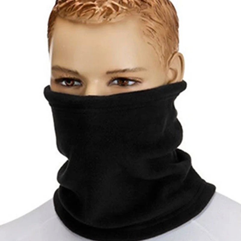 

Зимний шарф унисекс для мужчин и женщин, спортивный однотонный теплый флисовый шарф-кольцо, снуд, маска на шею и лицо, облегающие шапки