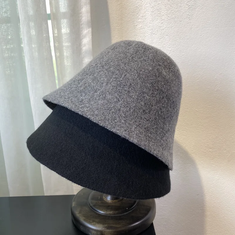 

Woolen Warm Bucket Hat For Women Versatile Cap Spring Felt Retro Dome Wool Hat Vintage Female Fashion British Style Panama Cap